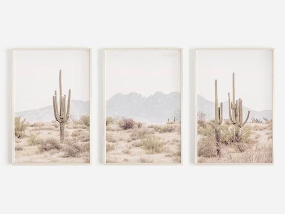 Set of 3 Desert Prints, Four Peaks Arizona Wall Art, 3 Piece Print Set, Arizona Desert, Boho Prin... | Etsy (US)