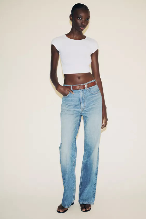 COTTON MODAL CROP T-SHIRT | Zara US