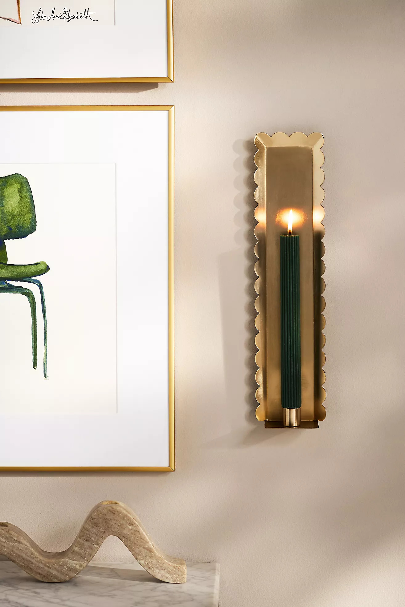 Scalloped Metal Candle Holder Wall Sconce | Anthropologie (US)