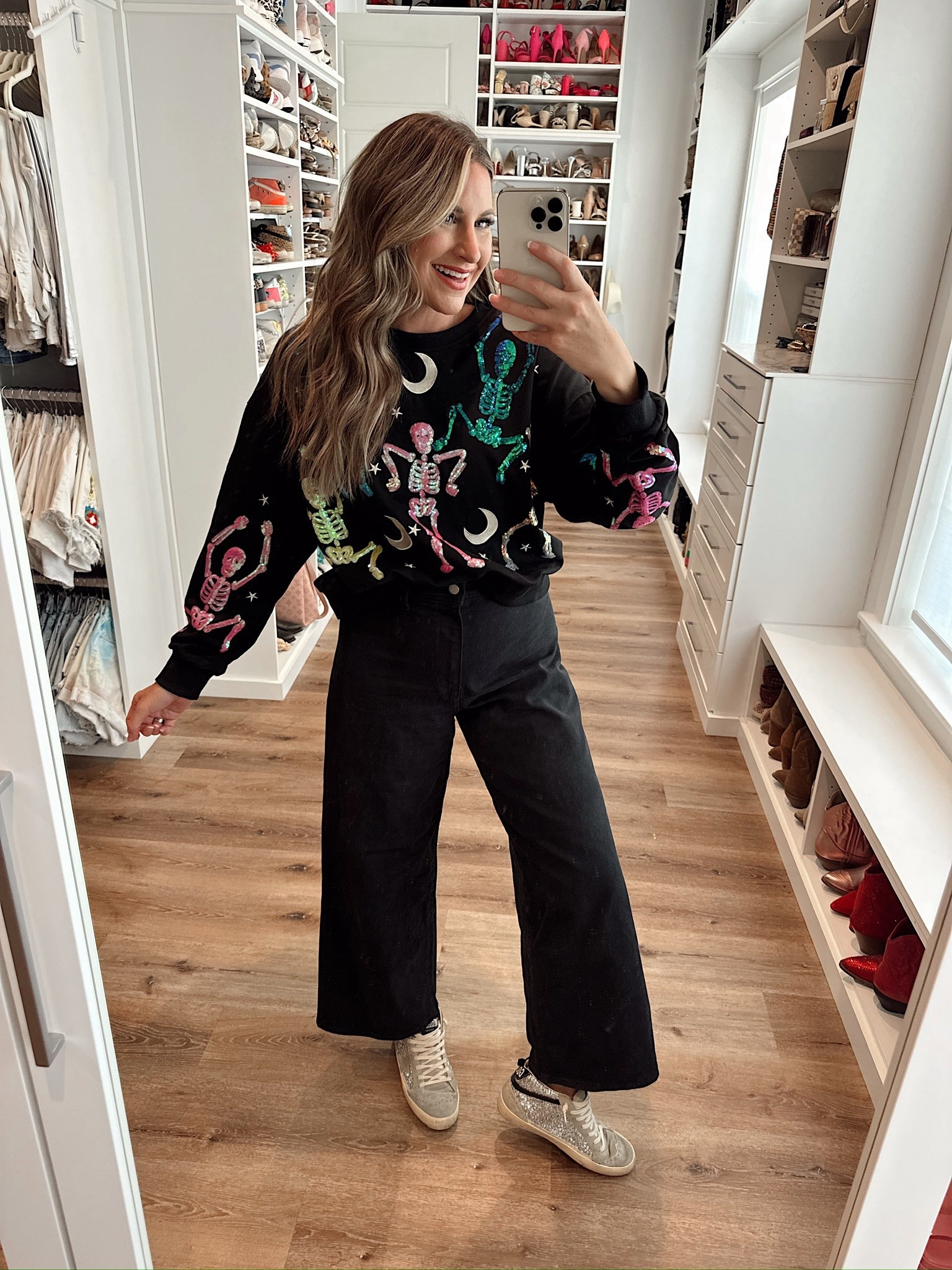 Amazon wins again! Budget-friendly Halloween outfits that are comfortable, mom-friendly, and perfect for a class party. Cute, fun, and stress-free. Exactly what we need this season! 

In a large Halloween sweatshirt, size 8 wide leg cropped black jeans, sneakers and accessories- fits tts.

shop dandy, halloween, lounge wear, fall outfit, fall lounge, amazon fashion

#LTKFindsUnder50 #LTKStyleTip #LTKSeasonal