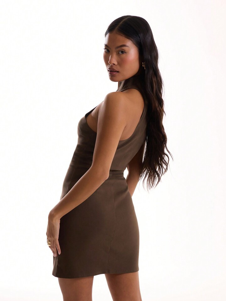 MUSERA Square Neck Stand Colour Bodycon Dress | SHEIN