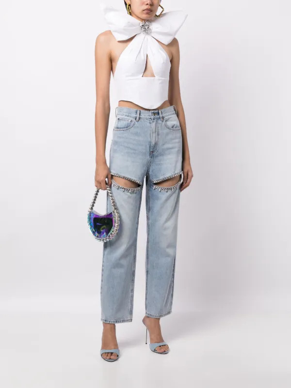 AREA crystal-embellished straight-leg Jeans - Farfetch | Farfetch Global