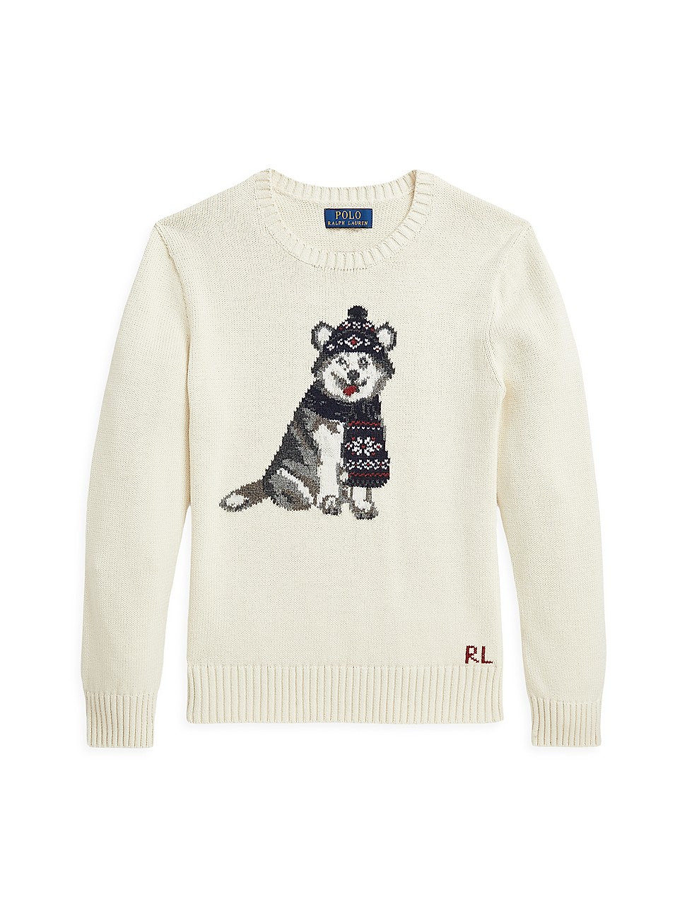 Little Boy's & Boy's Husky Dog Intarsia Sweater - Cream - Size 3 | Saks Fifth Avenue