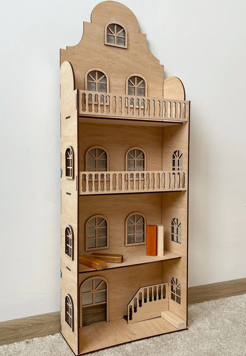 Handcrafted Dollhouse - Boho Nursery Decor - Pretend Play Dollhouse 32" High - Waldorf Doll House... | Etsy (US)