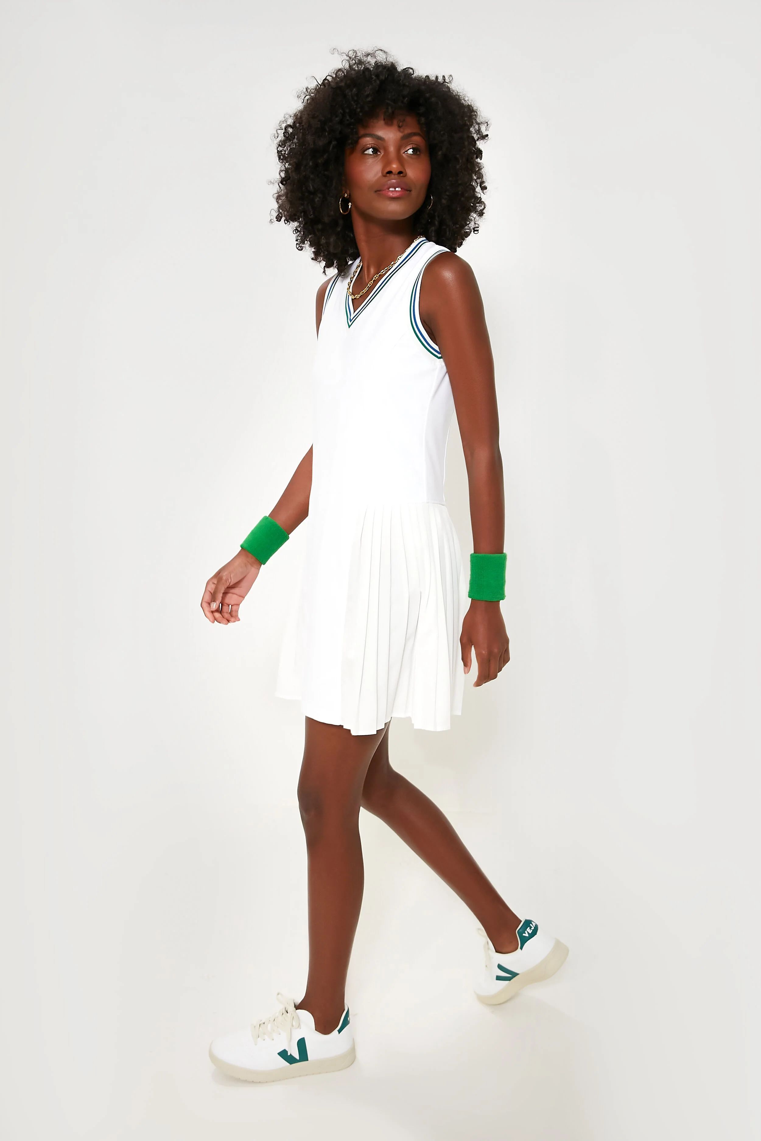 White Retro Stripe Tennis Dress | Tuckernuck (US)