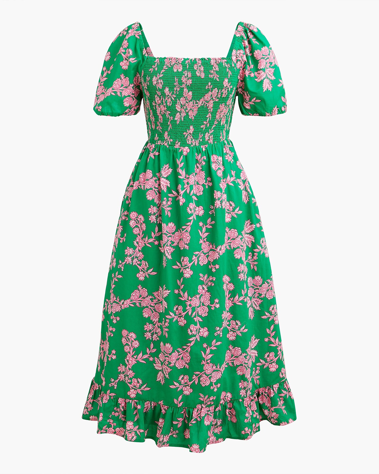 Smocked midi dress with puff sleeves | J.Crew Factory