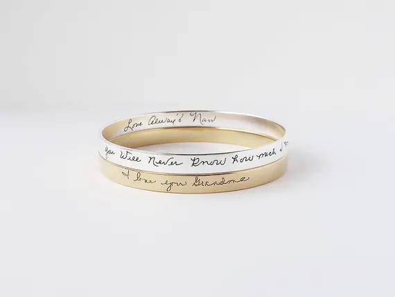 Mother's day Gift / Personalized Handwriting Bangle / Memorial Signature Bangle / Signature bracelet | Etsy (US)