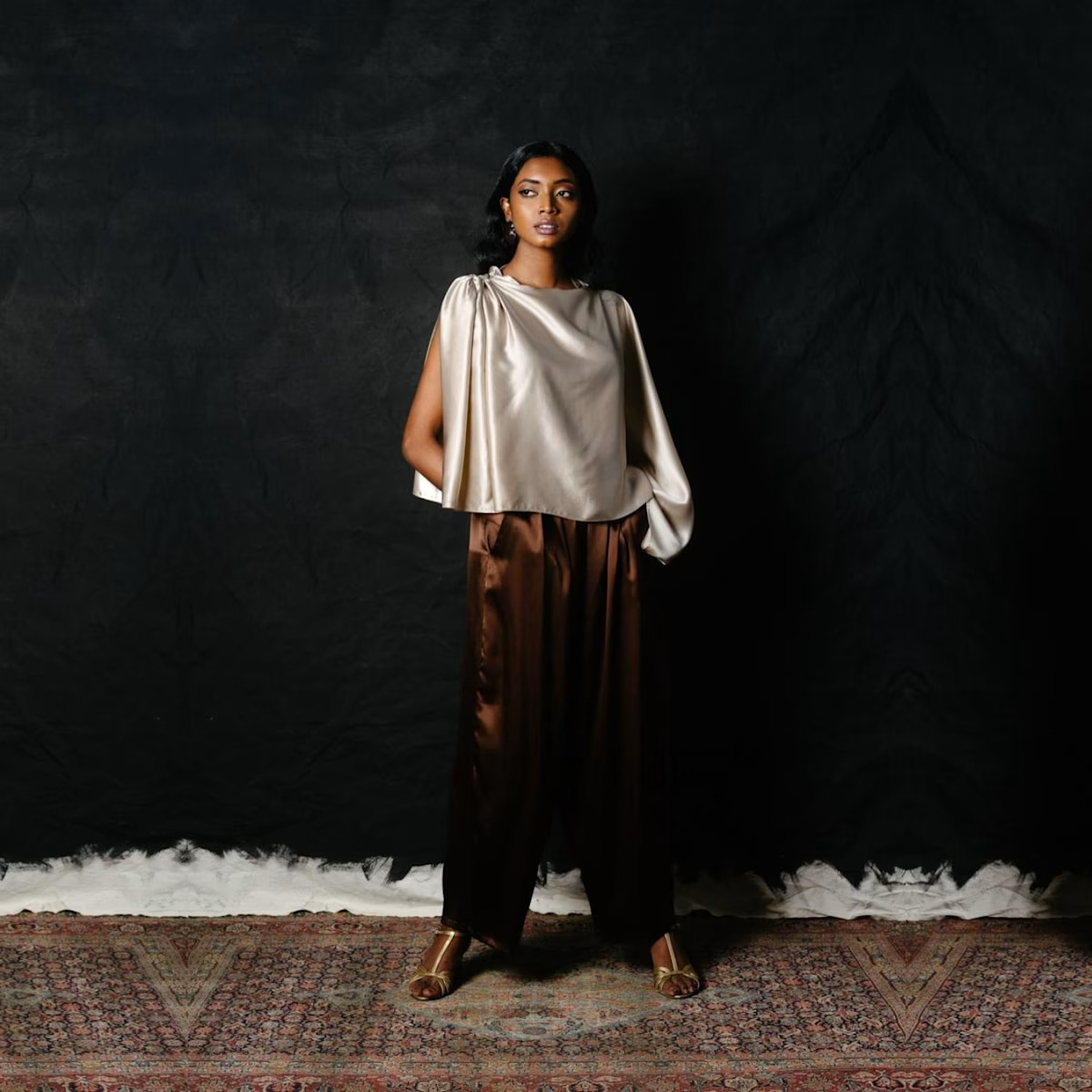 Asymmetric Scarf Blouse - Oyster | Wolf & Badger