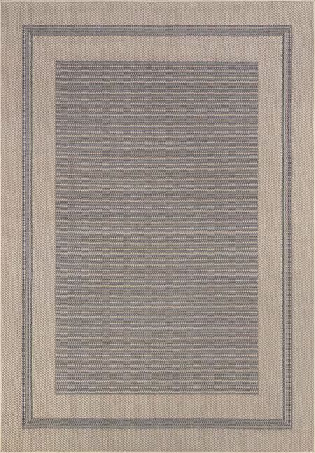 Light Gray Bordered Solid Indoor/Outdoor 6' 7" x 9' Area Rug | Rugs USA