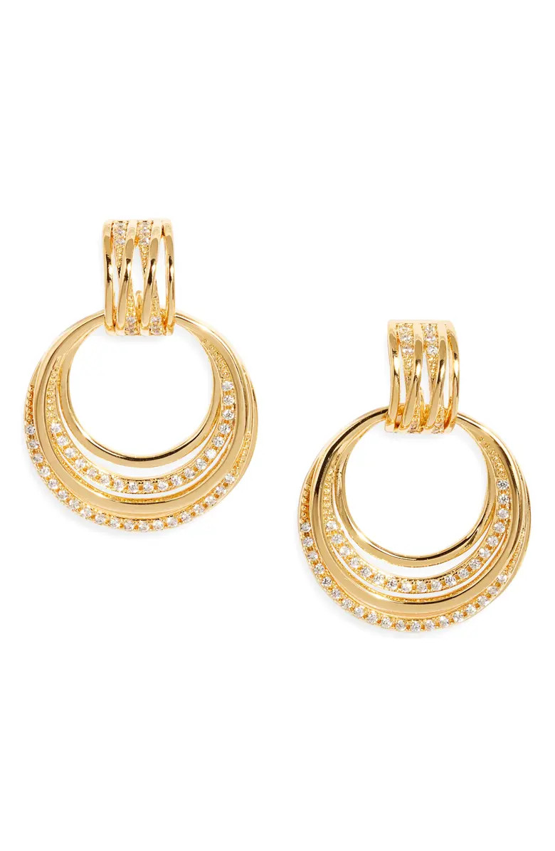 Pavé Cubic Zirconia Doorknocker Hoop Earrings | Nordstrom