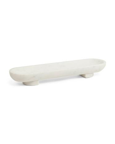 24x6 solid marble long oval footed bowl | TJ Maxx