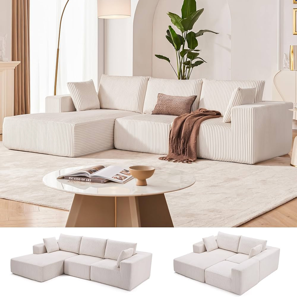 108” Modular Sectional Sofa, Cloud Sectional Couch with Deep Seat, Modern Modular L-Shape Sofa ... | Amazon (US)
