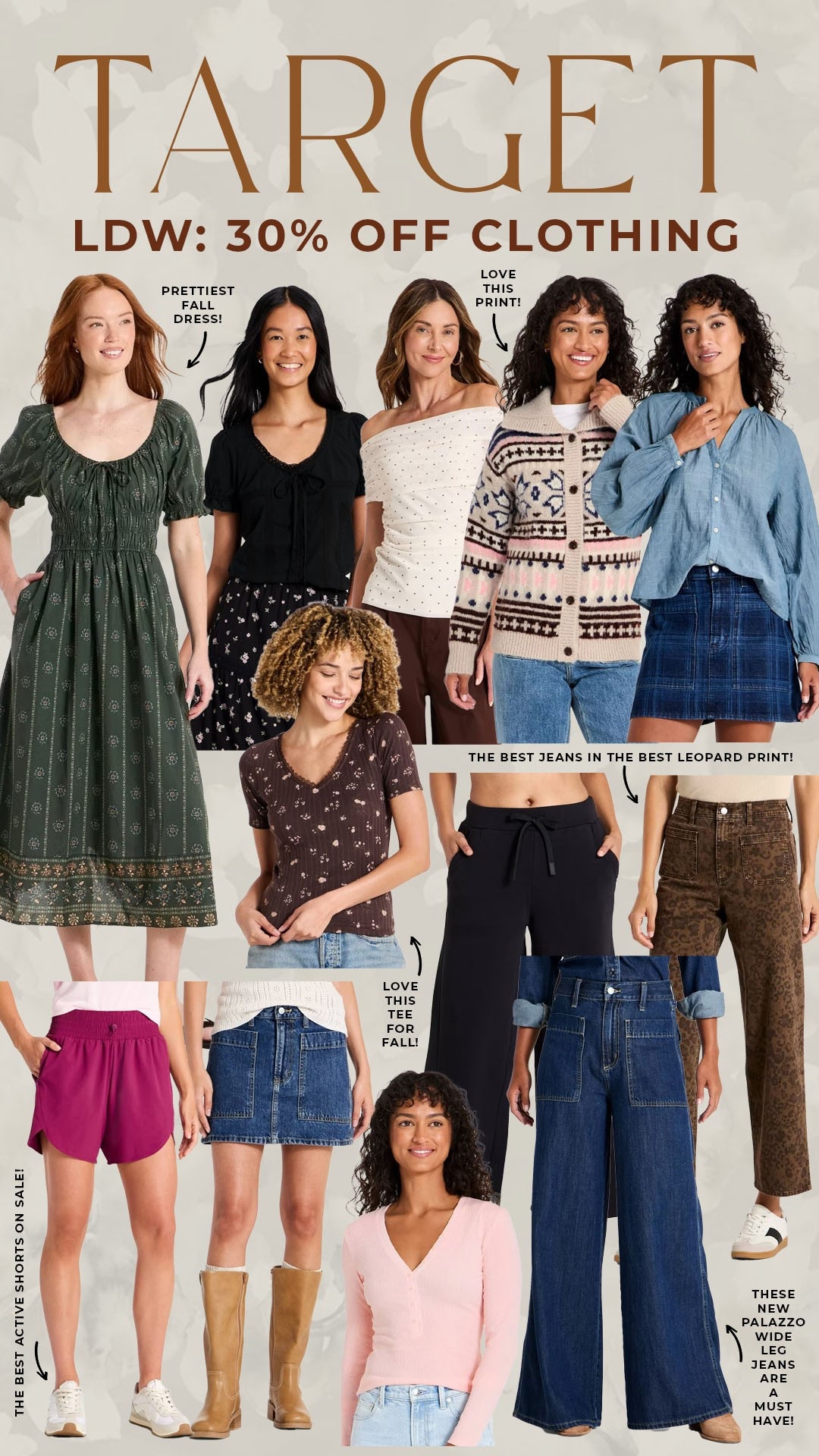 Target LDW sale! 30% off clothing! 

#targetfinds

Target finds. Target fashion. Target deals. Target new arrivals. Target fall dress. Target fall sweater. Target leopard jeans. Target wide leg jeans. Target fall trending style.

#LTKootd #LTKSaleAlert #LTKSeasonal