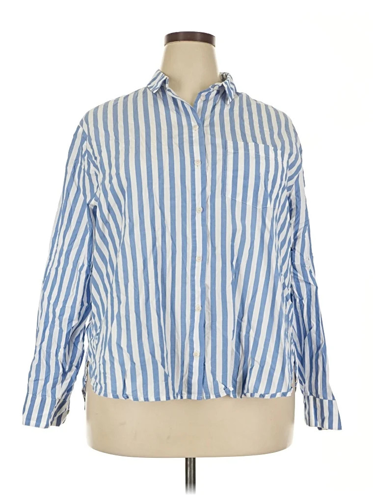 Madewell Stripes Blue Long Sleeve Button-Down Shirt Size 2X - 70% off | ThredUp (US)