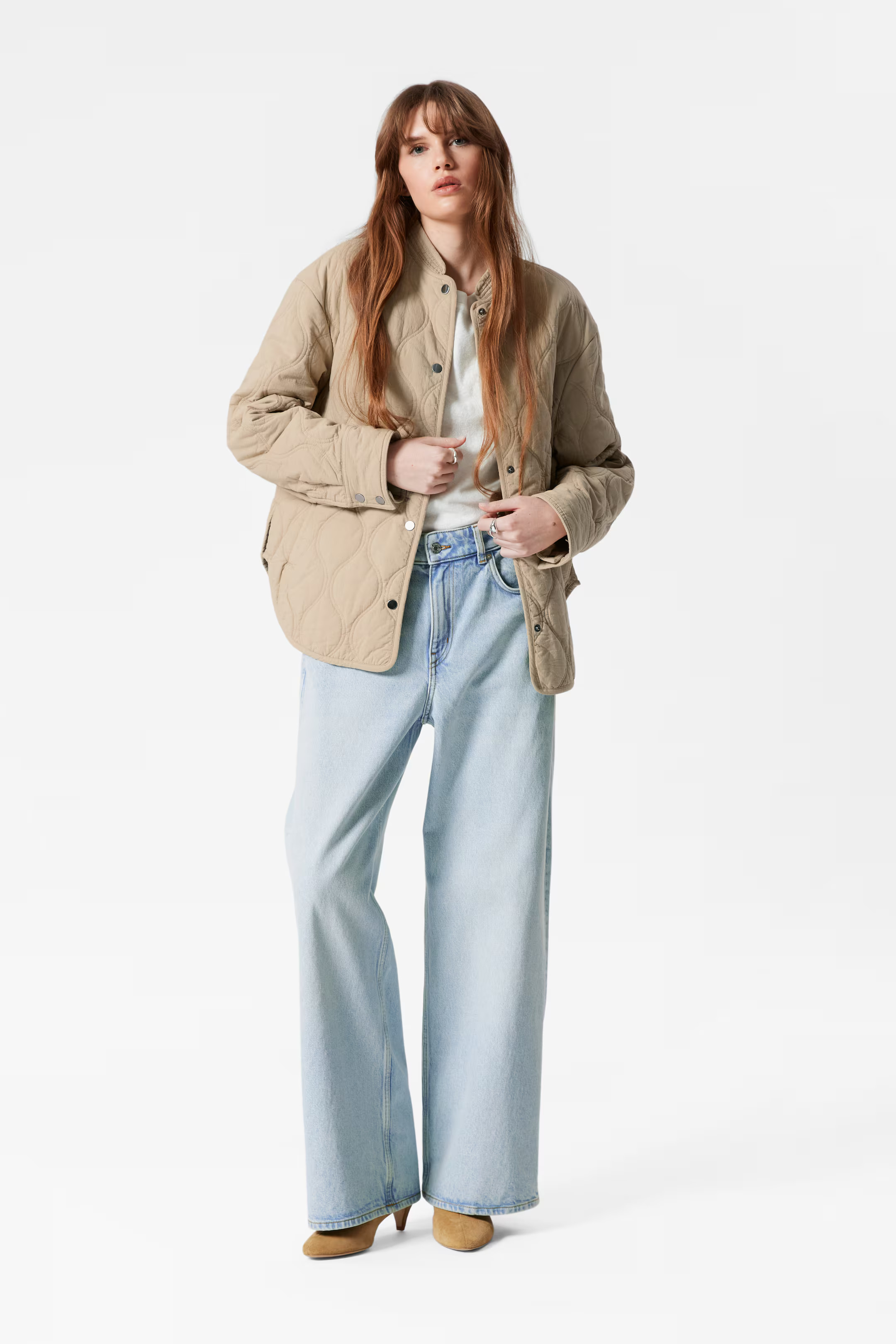 Steppjacke mit Stehkragen - Beige - Ladies | H&M DE | H&M (DE, AT, CH, NL, FI)