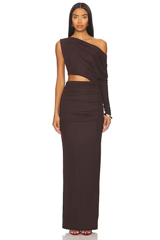 NBD Yahaira Maxi Dress in Dark Brown from Revolve.com | Revolve Clothing (Global)