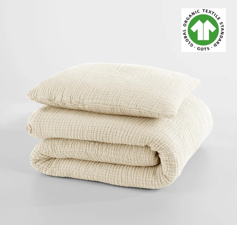 Organic Muslin Duvet Cover Set, Customized 2 Layer Gauze Set, Gauze Duvet Cover, Toddler, Adult O... | Etsy (US)