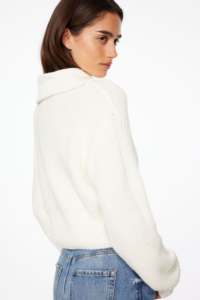 Mock Neck Zip Sweater | Dynamite Clothing