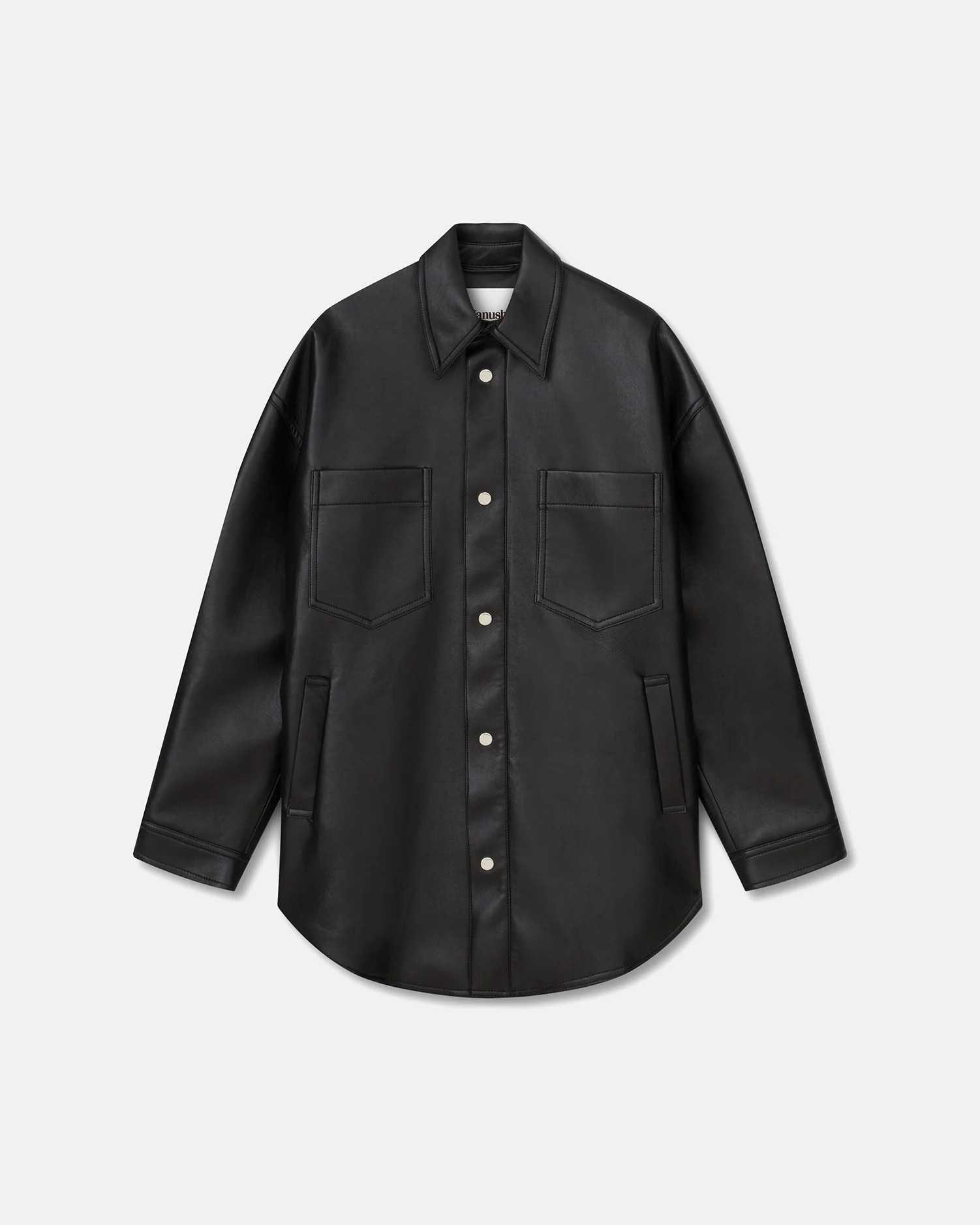Martin - Regenerated Leather Overshirt - Black | Nanushka