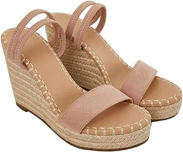 VETASTE Women's Ankle Strap Wedge Sandal Open Toe Strappy Sandals Espadrille Platform Shoes | Amazon (US)