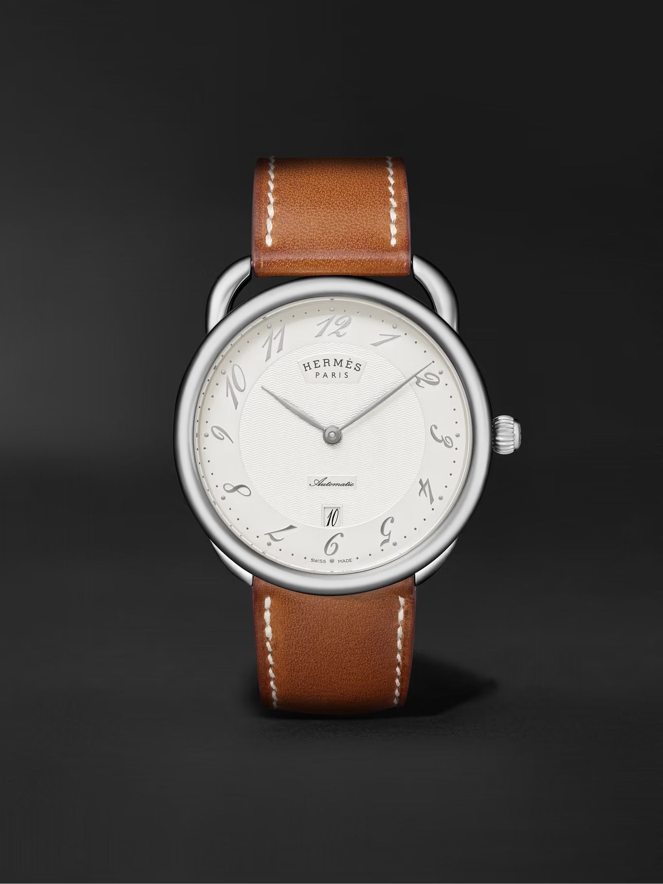 Arceau Automatic 40mm Stainless Steel and Leather Watch, Ref. No. 055473WW00 | Mr Porter (US & CA)