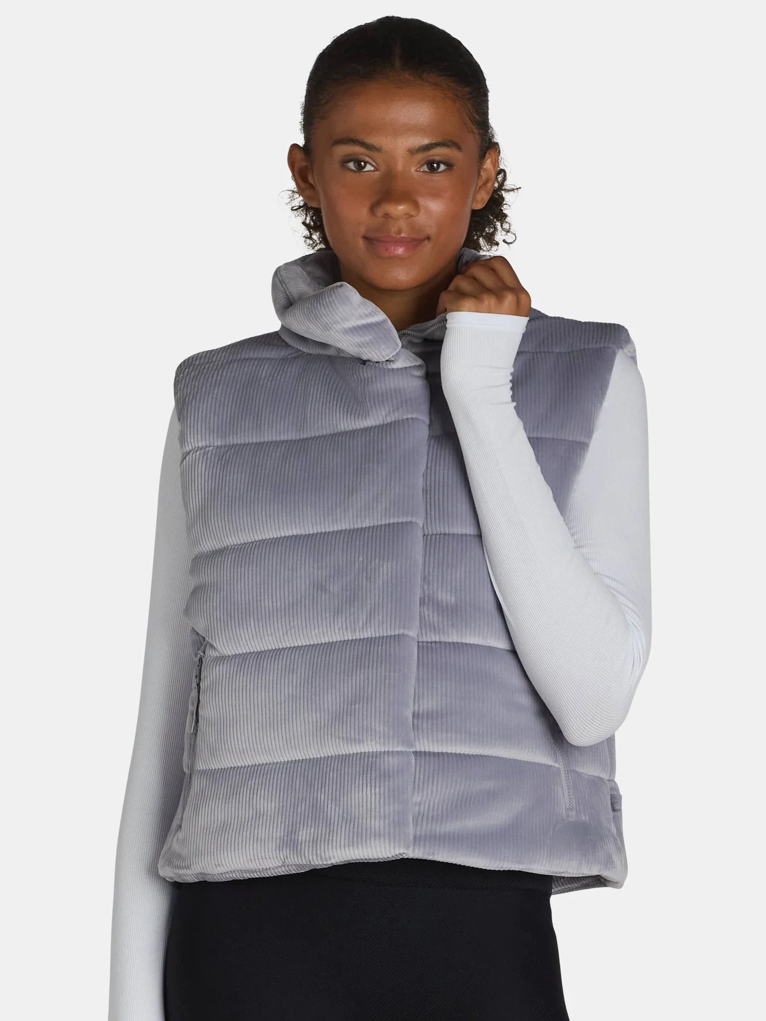 Avia Women's Ribbed Velour Puffer Vest, Sizes XS-XXXL | Walmart (US)