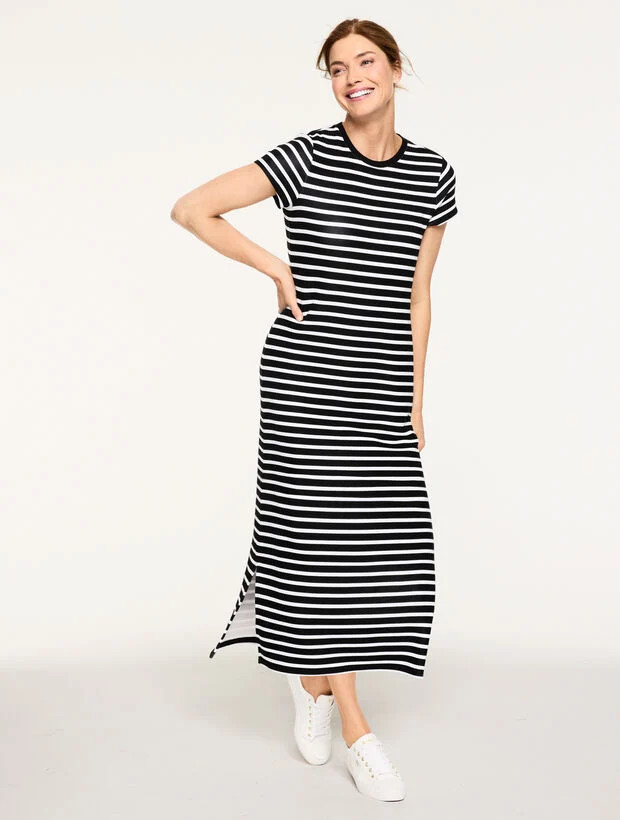AirKnit Stretch Maxi T-Shirt Dress - Crocus Stripe | Talbots