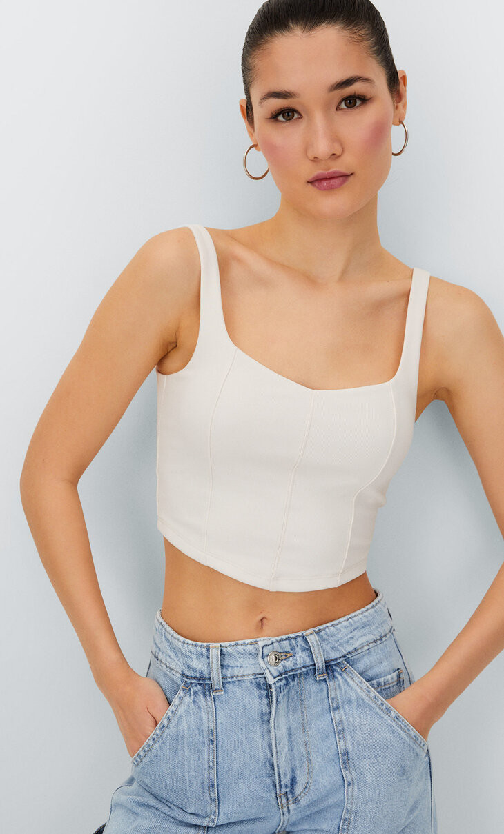 Top corset à bretelles - Tops et bodies femme | Stradivarius France | Stradivarius (FR)