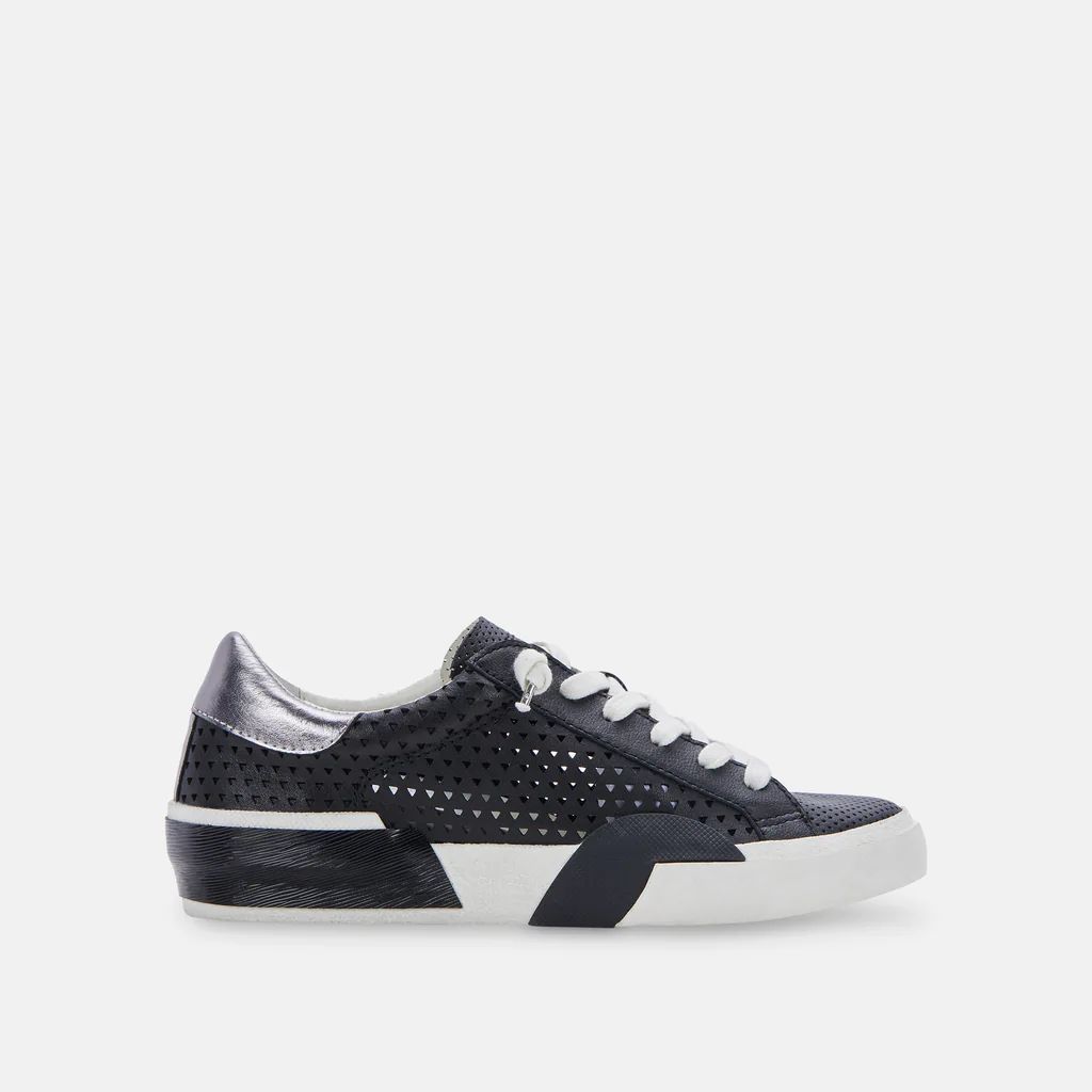 ZINA PERFORATED SNEAKERS BLACK PERFORATED LEATHER | DolceVita.com