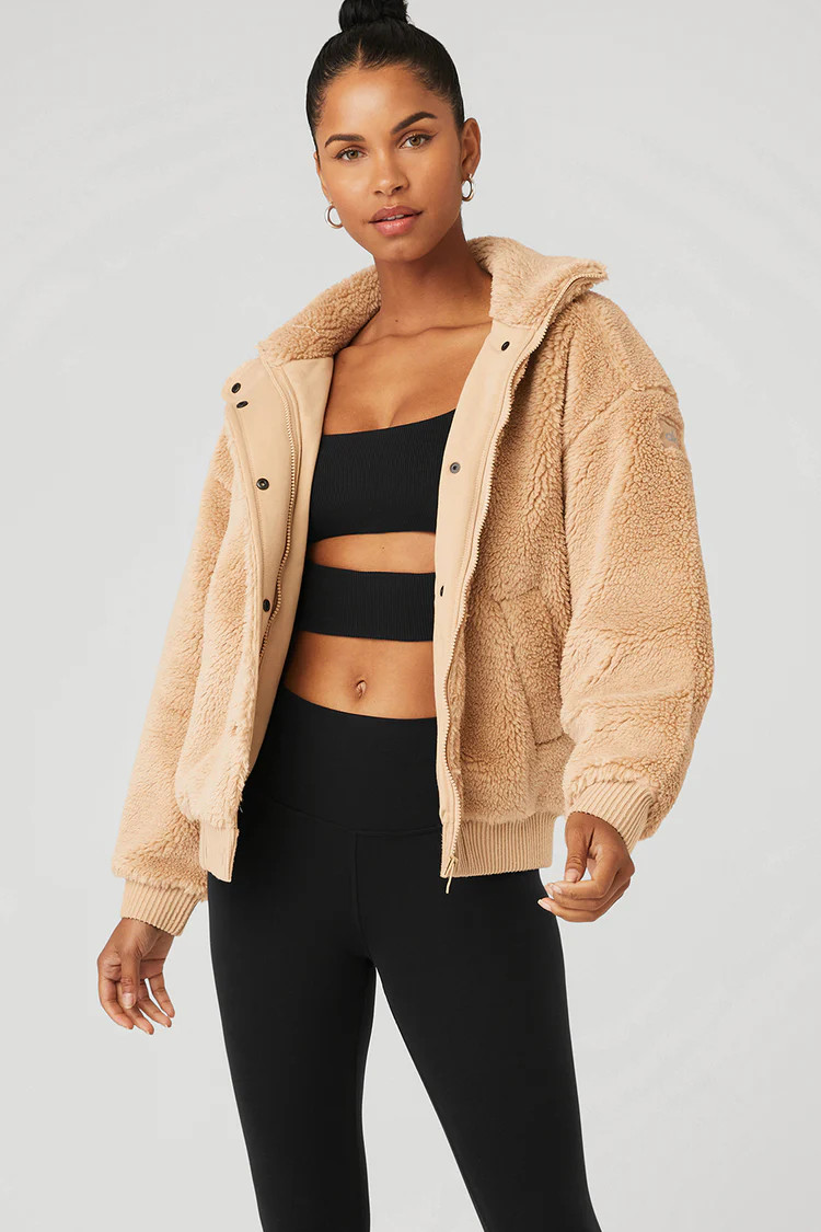 Sherpa Varsity Jacket - Camel | Alo Yoga (US)