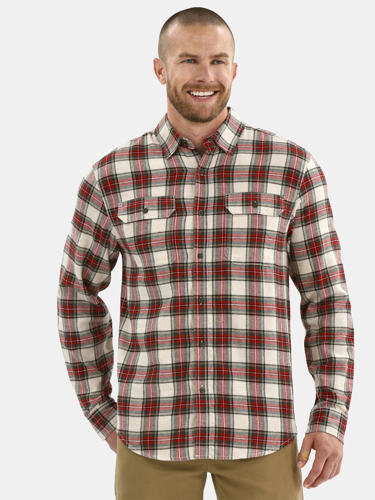 George Men's and Big Men's Double Pocket Flannel Shirt, Sizes XS-3XLT | Walmart (US)