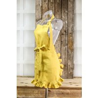 Linen Apron With Ruffles, Ruffled Linen Kitchen Dress, Rustic Pockets, Daily Apron, Vintage Bakery Coffy | Etsy (US)