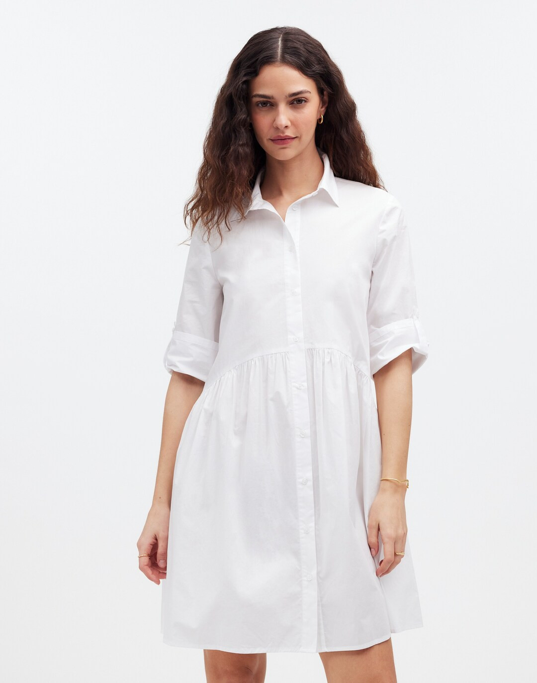 Button-Front Mini Shirtdress in Poplin | Madewell