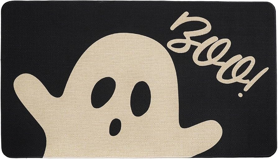 Halloween Door Mat Ghost Boo Floor Mat Non-Slip Entrance Front Door Rug Home Kitchen Doormat Carp... | Amazon (US)