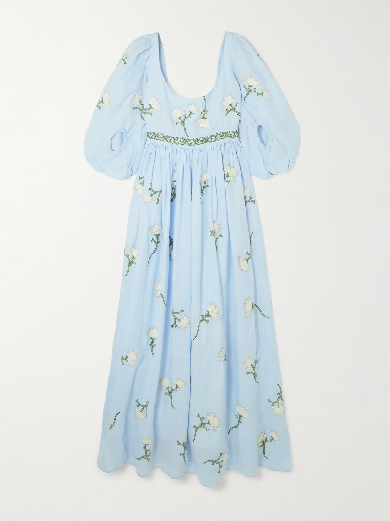 Agua by Agua Bendita - Viviane Soledad Embroidered Linen Maxi Dress - Blue | NET-A-PORTER (US)