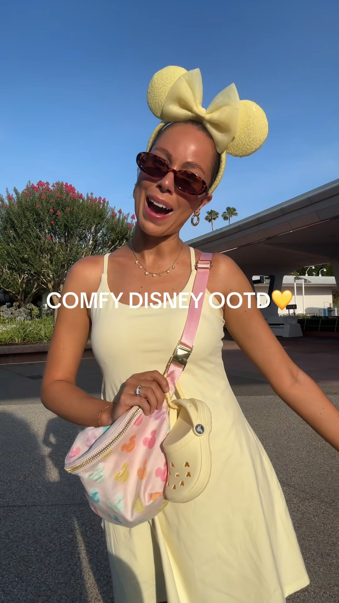 Comfy Disney ootd💛 Disney outfit, summer outfit inspo, halara athletic dress, butter yellow, yellow Mickey ears, chunky Reebok sneakers, Minnie Mouse Disney character socks, jumbo Stoney clover fanny pack, Disney bag, Amazon sunglasses, Disney jewelry, Disney girl, Disney accessories, Disney Inspo #disney

#LTKootd #LTKvlog #LTKTravel