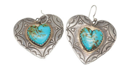 VTG Joan Slifka Native American Concho sterling silver turquoise hearts earrings  | eBay | eBay US