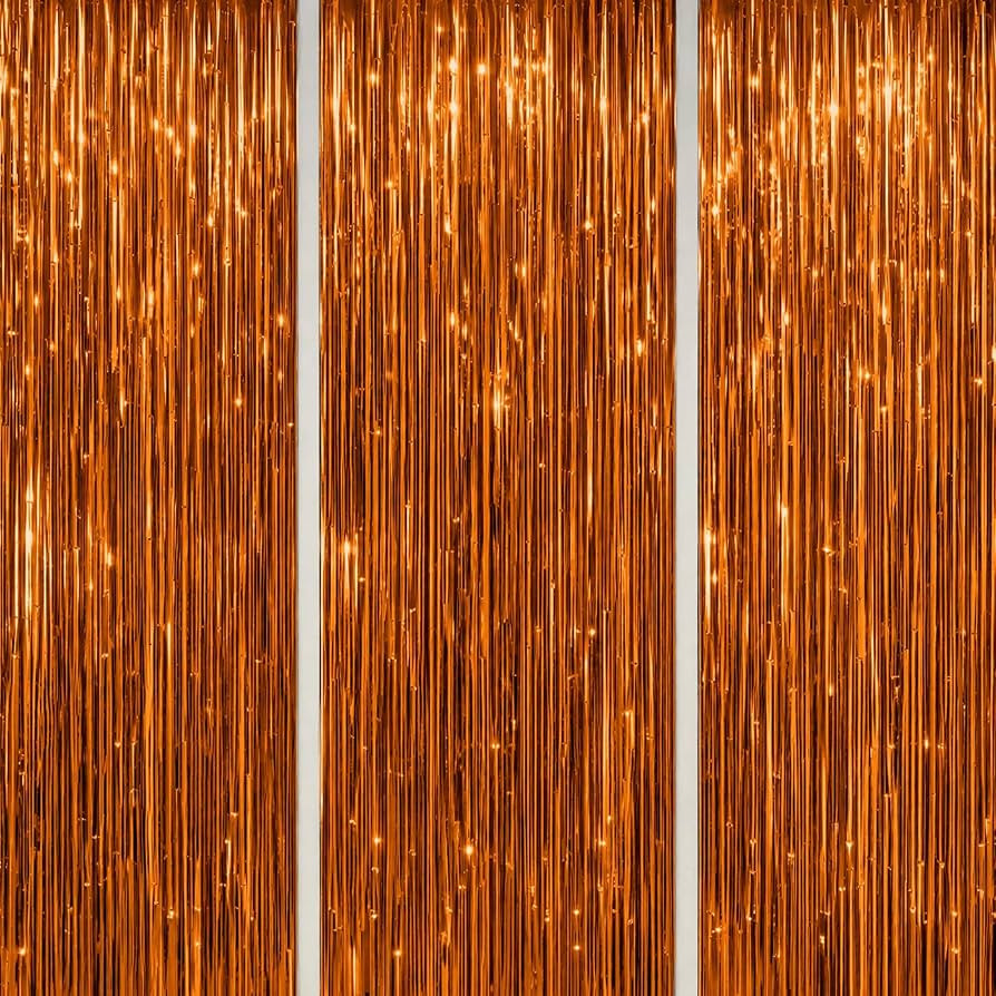 DECOCKRAT 3 Pack Foil Fringe Backdrop - Bronze Shiny Tinsel Curtains for Party Decoration/Photo B... | Amazon (US)