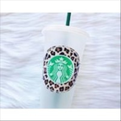 BLANK Leopard Starbucks Venti Cold Cup, No Personalization Around Logo