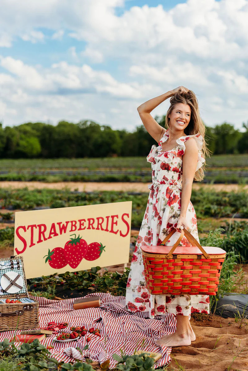 Pamela Floral Midi Dress in Red | Worth Collective