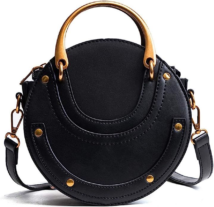 MASARA Women Round Shape Punk Bags Rivet Shoulder Crossbody Bag Handbag Top handle Bag Purse | Amazon (US)