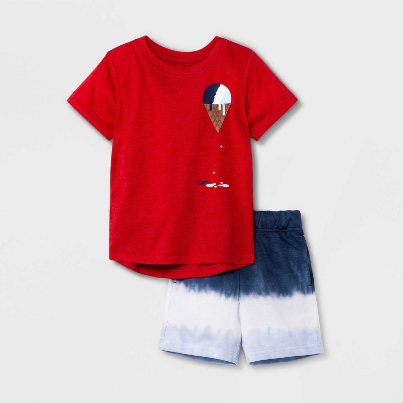 Toddler Boys' 2pc Snow-Cone Jersey Knit Short Sleeve T-Shirt and French Terry Shorts Set - Cat & ... | Target