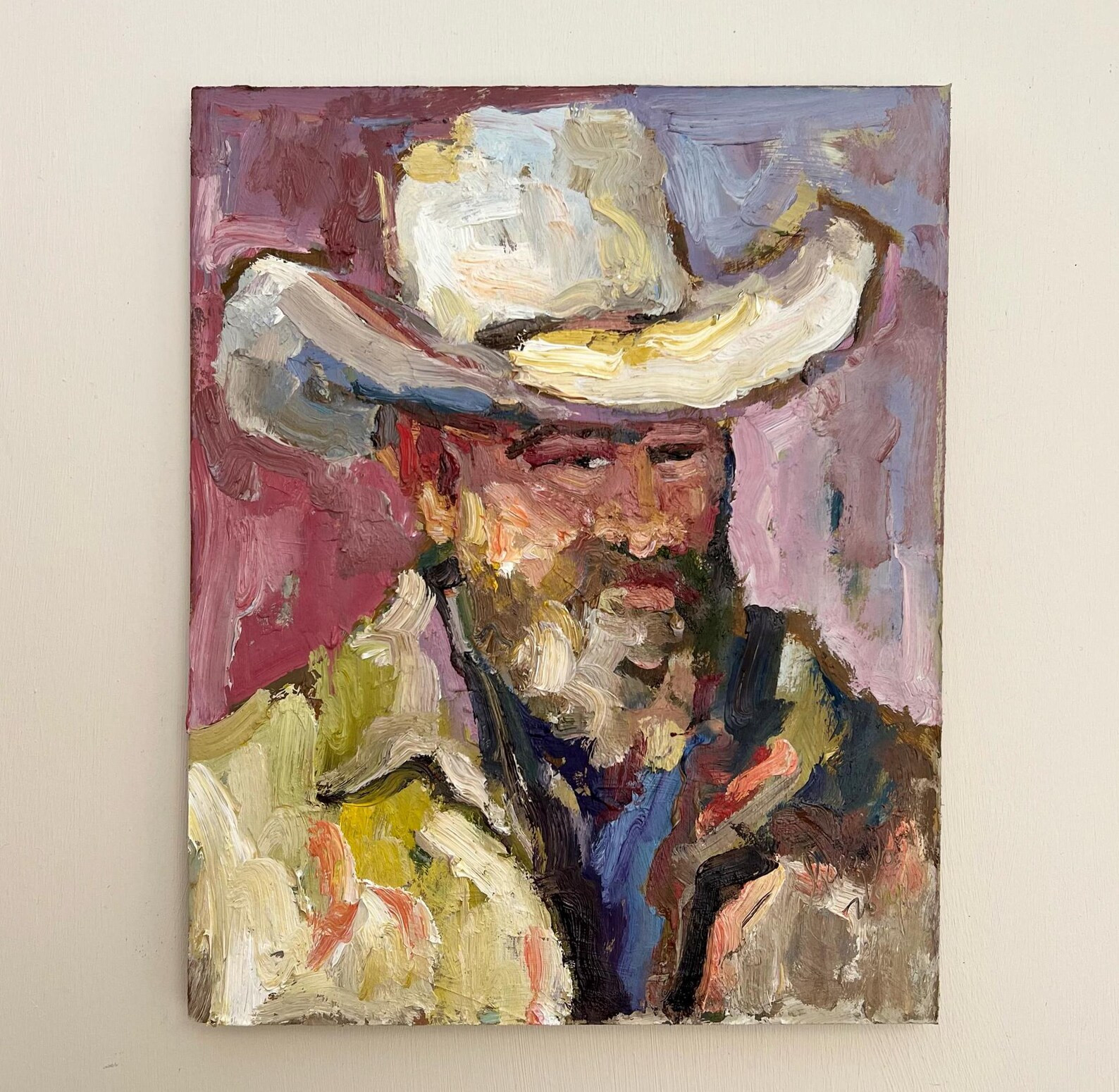 Cowboy Painting Cowboy in the Hat Cowboy Portrait Painting Impressionistic Brushwork Ranch Wall A... | Etsy (US)