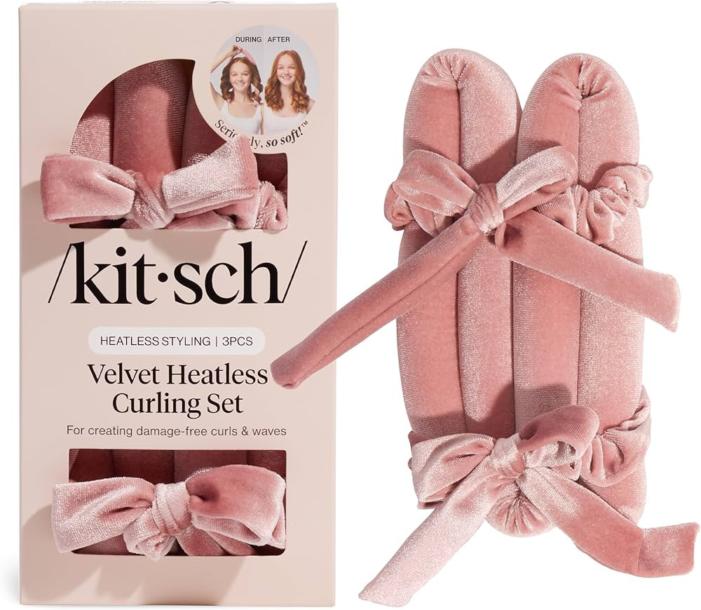 Kitsch Velvet Heatless Curling Set – Hair Curler to Sleep In for Heatless Curls Overnight - Hea... | Amazon (US)