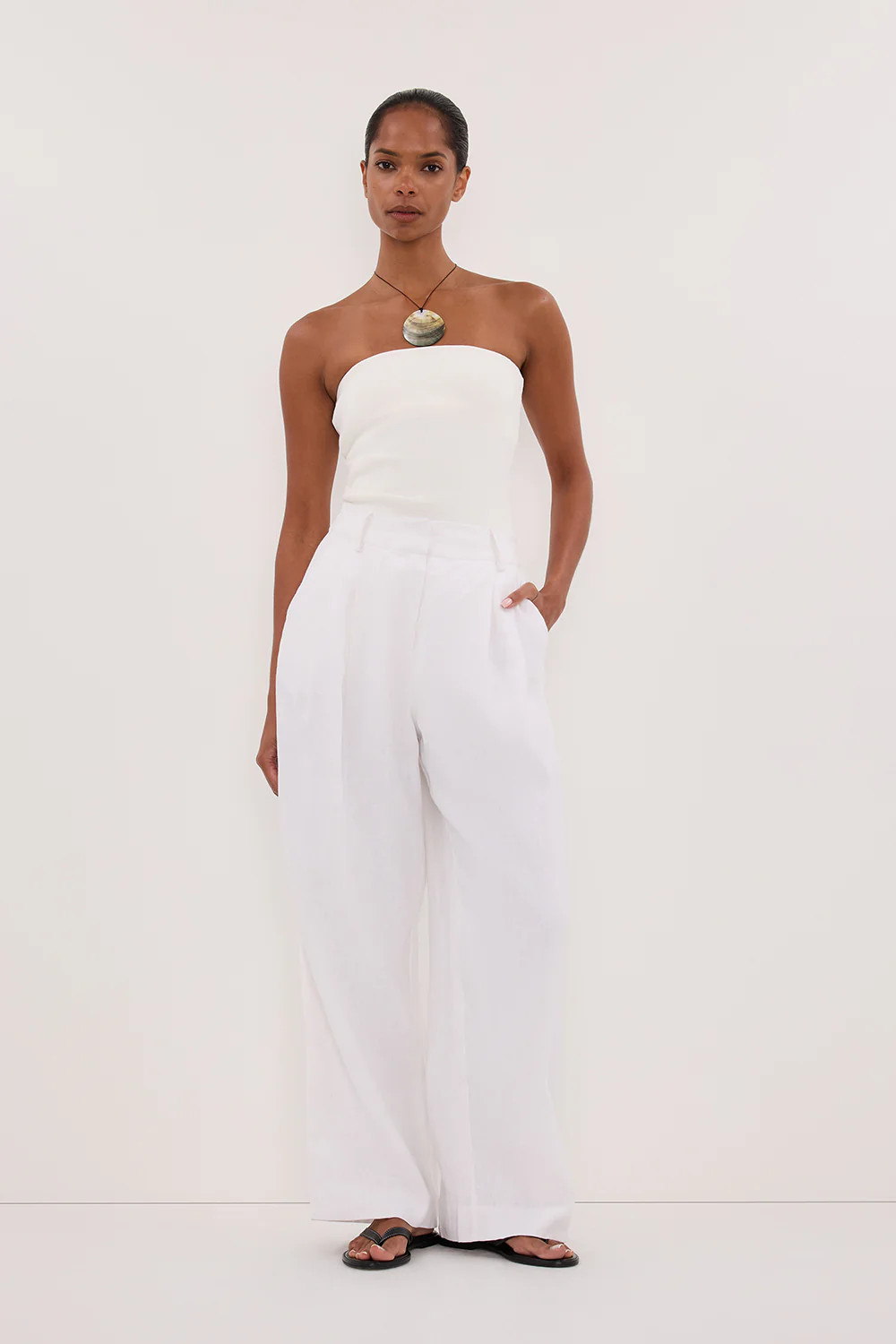 FRAN WHITE LINEN PANT | DISSH