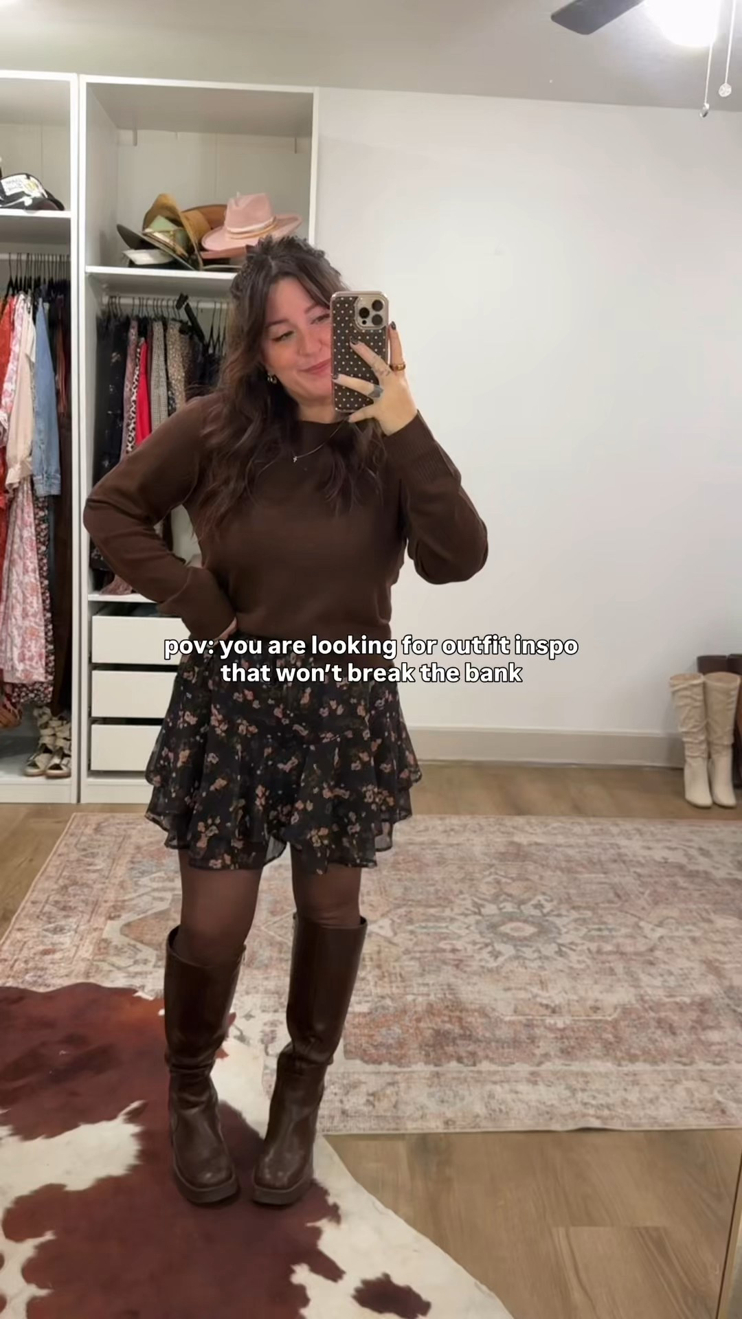 Casual sweater with flowy floral skort! Comfortable & trendy autumn/winter look! Pair with these black boots. 5’1 size 8/10 wearing mediums!

#LTKFindsUnder50 #LTKootd #LTKPetite