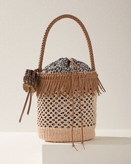 Leather and Raffia Bucket Bag | Chico's
