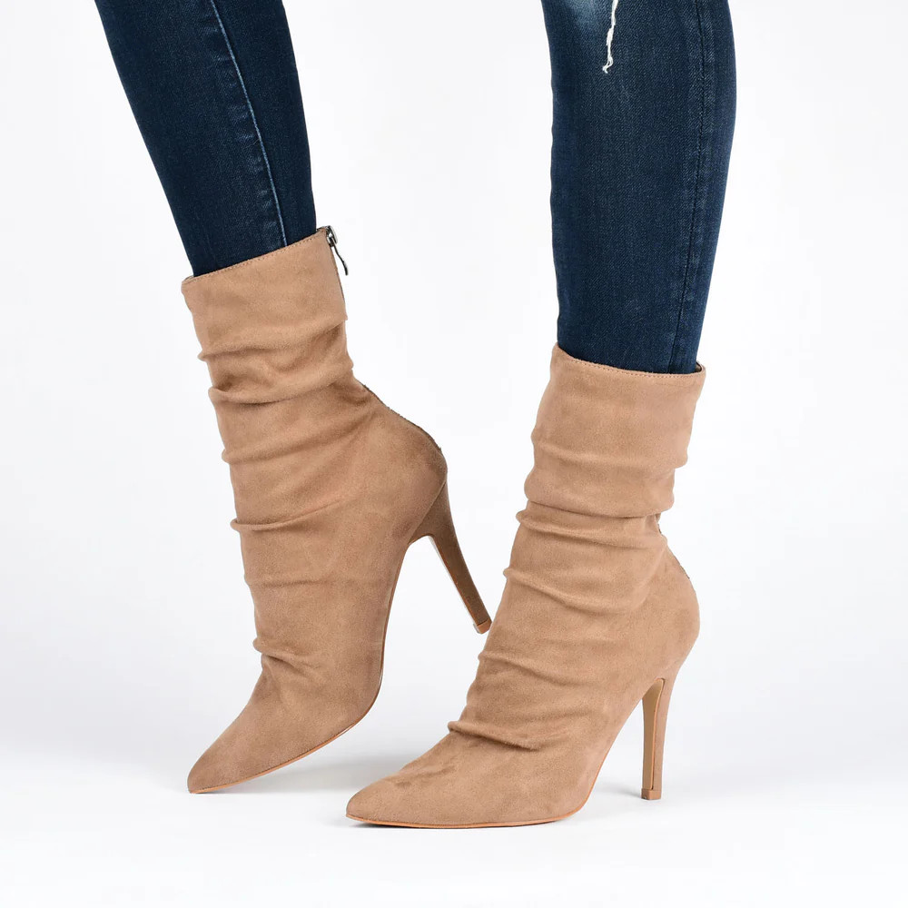 MARKIE STILETTO HEELED BOOTIES IN FAUX SUEDE | Journee Collection