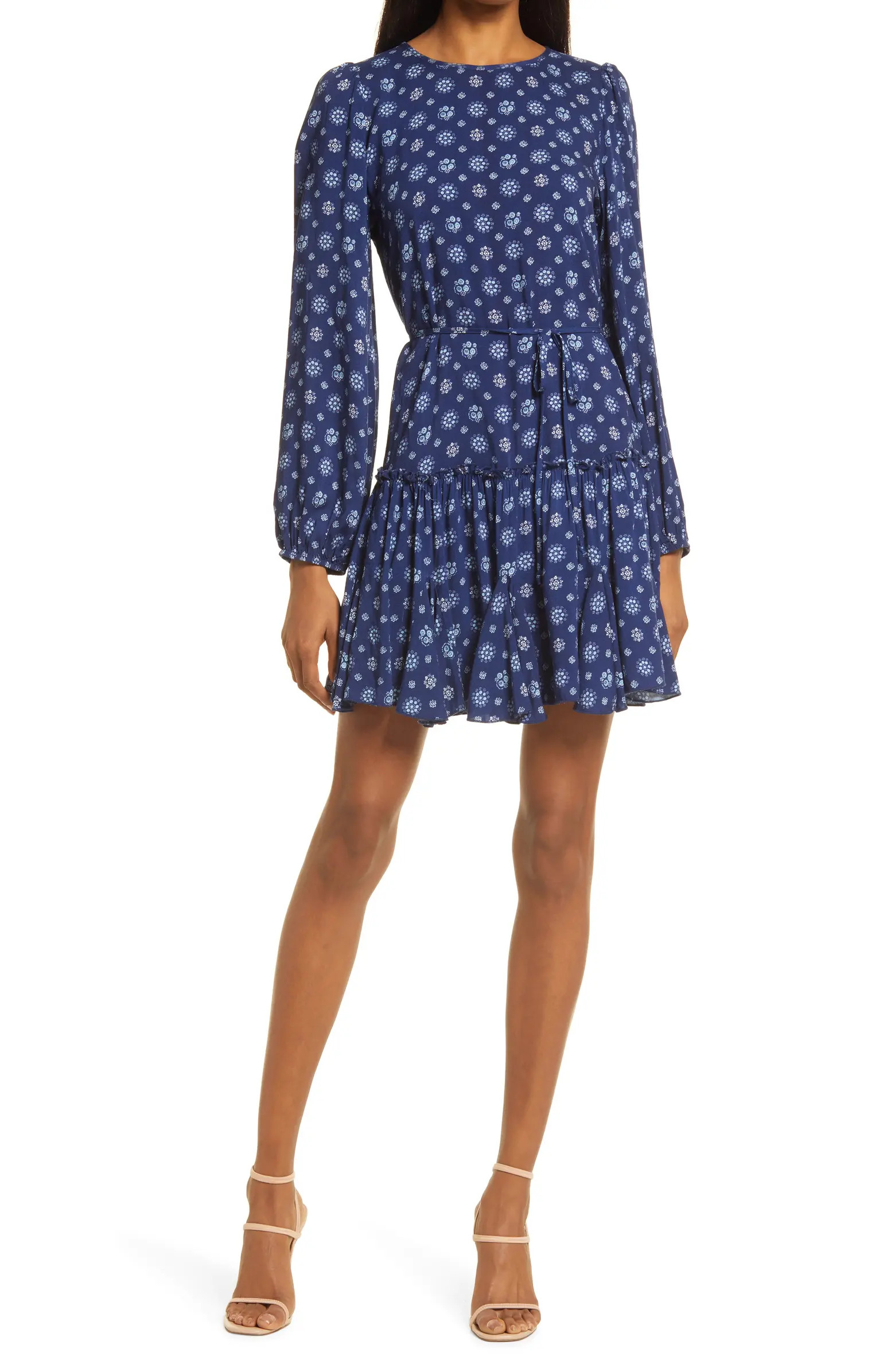 Long Sleeve Drop Waist Minidress | Nordstrom