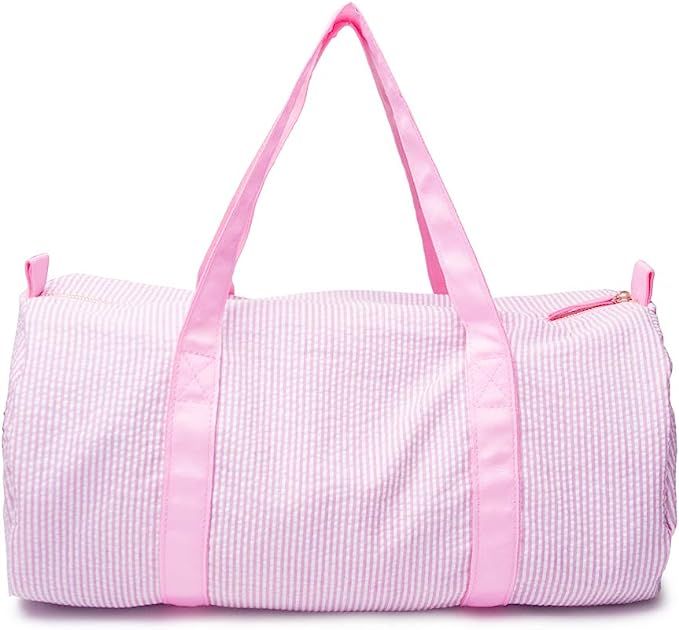 Kids Duffle Travel Bag, Seersucker Overnight Weekender Carry on Bag for Toddler Boys Girls, Light... | Amazon (US)